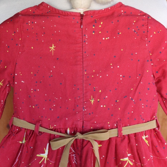 Palava Red 100% Cotton Long Sleeve Festive Holiday Christmas Dress - Picture 15 of 16